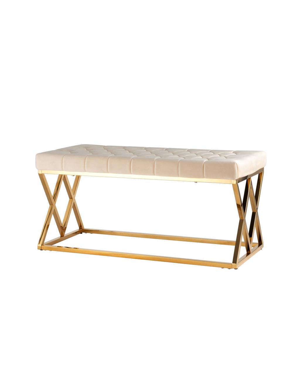 Банкетка Stool Group ИНСИГНИЯ бежевая велюр нержавеющая сталь
