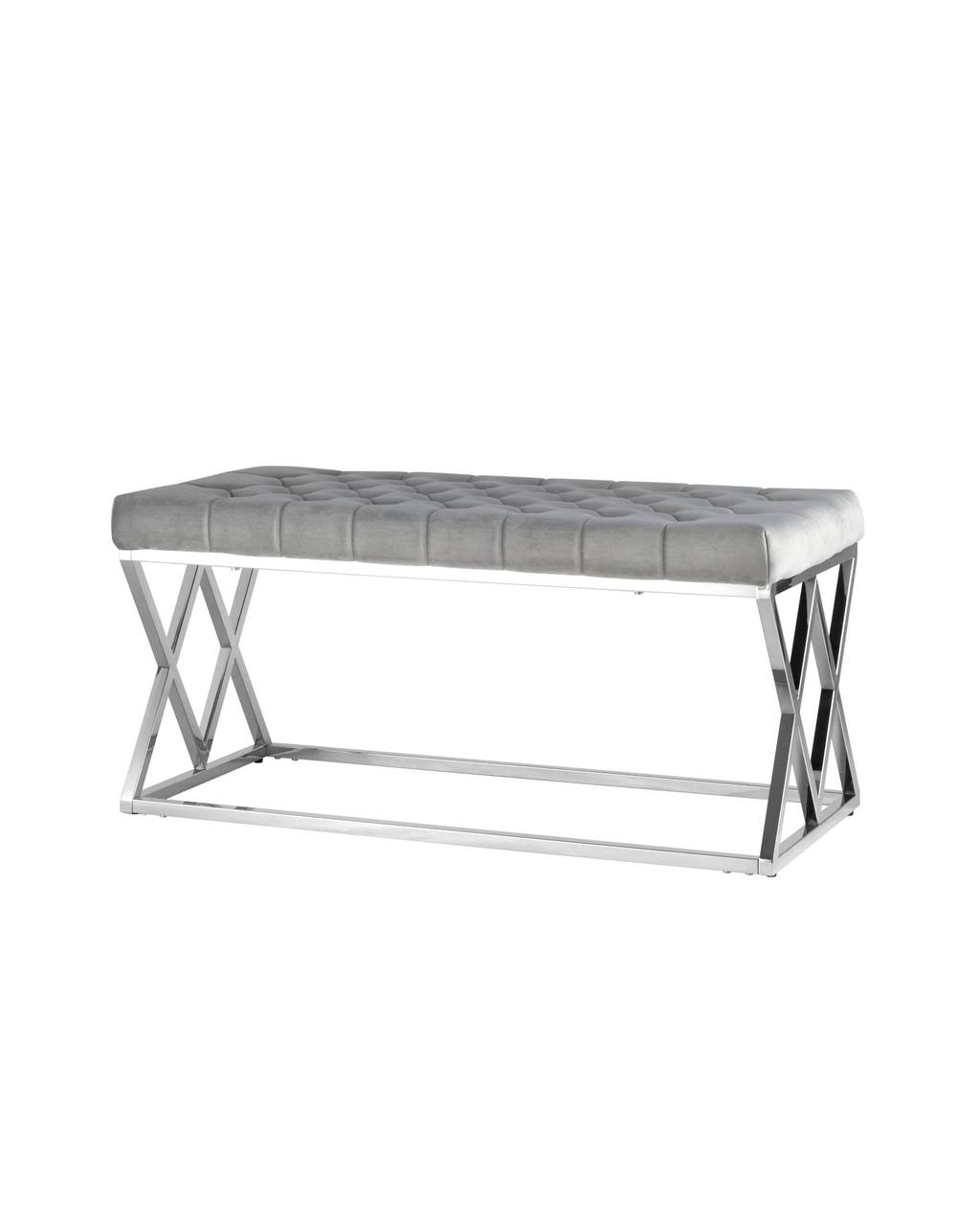 Банкетка Stool Group ИНСИГНИЯ серый велюр нержавеющая сталь серебро
