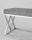 Банкетка Stool Group ИНСИГНИЯ серый велюр нержавеющая сталь серебро, фото 9