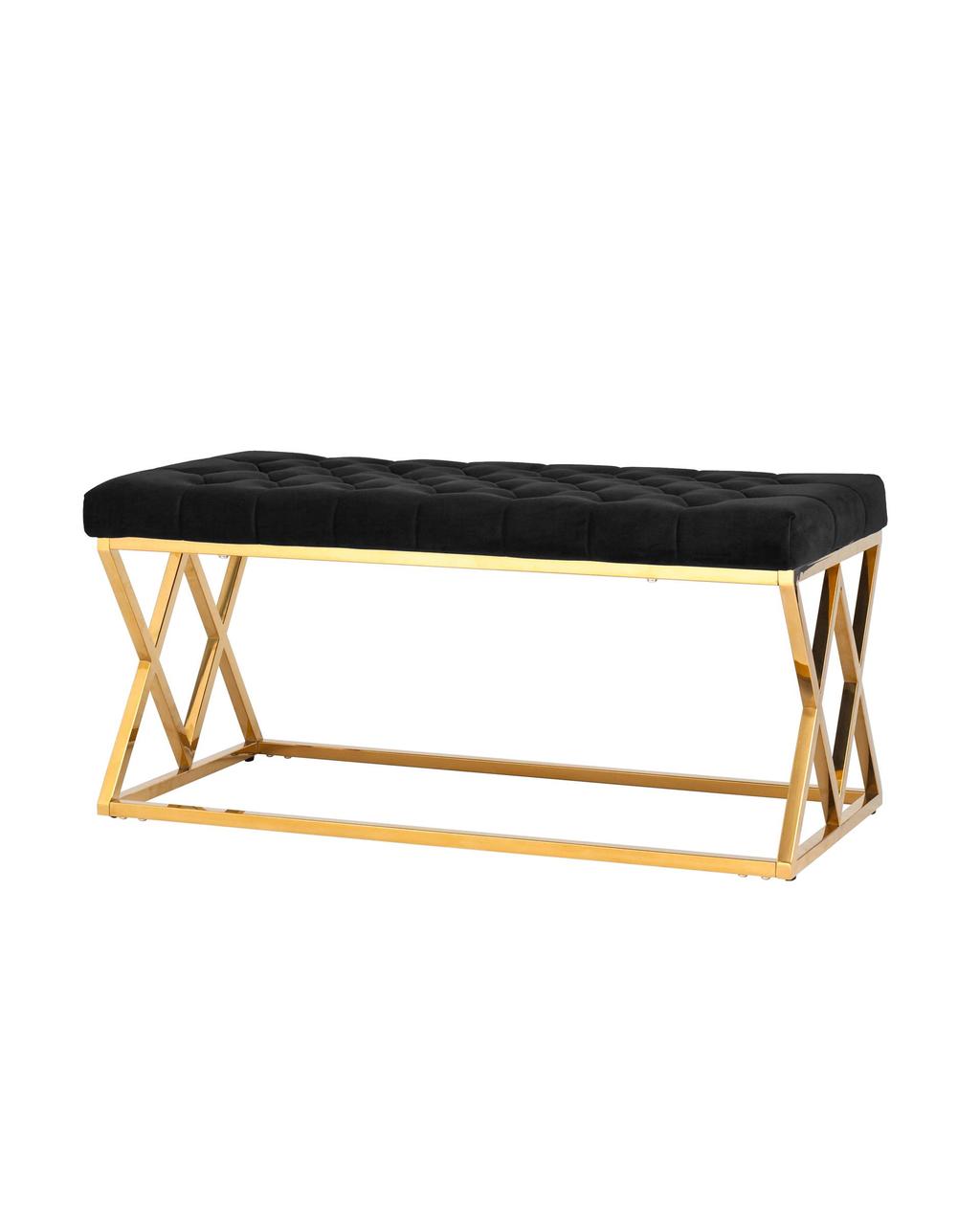 Банкетка Stool Group ИНСИГНИЯ нержавеющая сталь, сиденье черный велюр, каркас сталь
