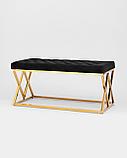 Банкетка Stool Group ИНСИГНИЯ нержавеющая сталь, сиденье черный велюр, каркас сталь, фото 2