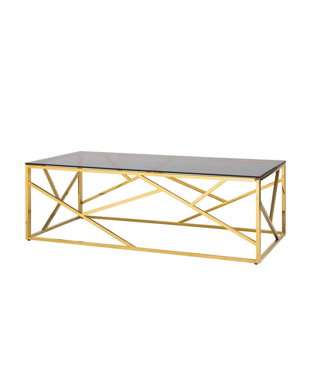 Журнальный стол Stool Group 120*60 АРТ ДЕКО золото стекло smoke каркас нержавеющая сталь
