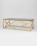 Журнальный стол Stool Group 120*60 АРТ ДЕКО золото стекло smoke каркас нержавеющая сталь, фото 2