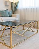 Журнальный стол Stool Group 120*60 АРТ ДЕКО золото стекло smoke каркас нержавеющая сталь, фото 3