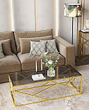 Журнальный стол Stool Group 120*60 АРТ ДЕКО золото стекло smoke каркас нержавеющая сталь, фото 4