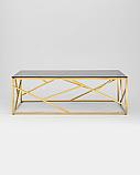 Журнальный стол Stool Group 120*60 АРТ ДЕКО золото стекло smoke каркас нержавеющая сталь, фото 5