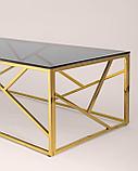 Журнальный стол Stool Group 120*60 АРТ ДЕКО золото стекло smoke каркас нержавеющая сталь, фото 6