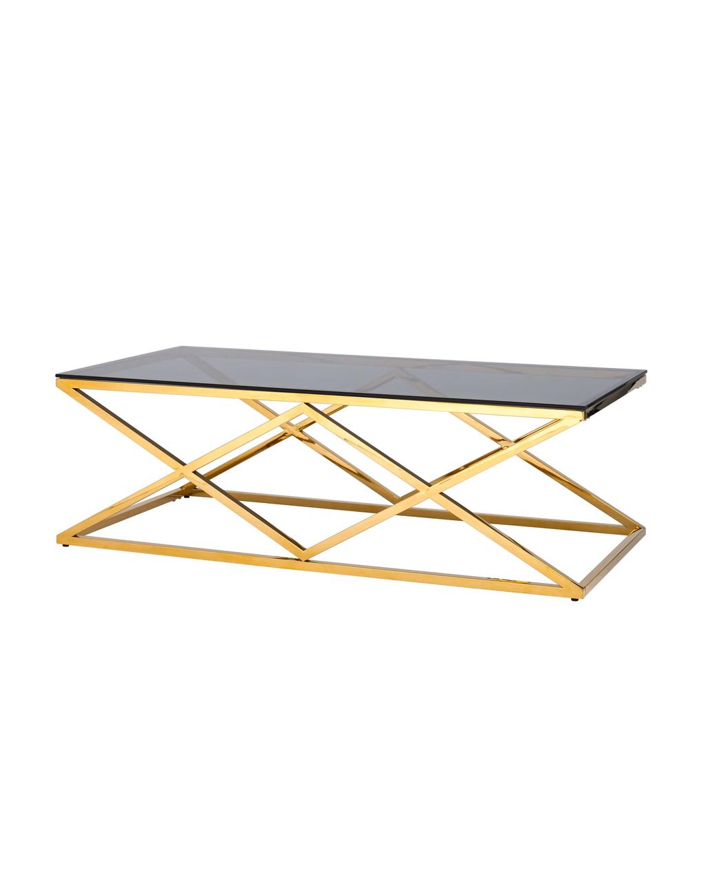 Журнальный стол Stool Group 120*60 ИНСИГНИЯ золото стекло smoke, каркас нержавеющая сталь