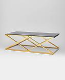 Журнальный стол Stool Group 120*60 ИНСИГНИЯ золото стекло smoke, каркас нержавеющая сталь, фото 2