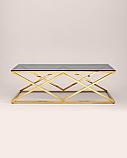 Журнальный стол Stool Group 120*60 ИНСИГНИЯ золото стекло smoke, каркас нержавеющая сталь, фото 5