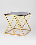 Журнальный стол Stool Group 55*55 ИНСИГНИЯ золото стекло smoke, каркас нержавеющая сталь, фото 2