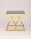 Журнальный стол Stool Group 55*55 ИНСИГНИЯ золото стекло smoke, каркас нержавеющая сталь, фото 5