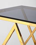 Журнальный стол Stool Group 55*55 ИНСИГНИЯ золото стекло smoke, каркас нержавеющая сталь, фото 6