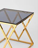 Журнальный стол Stool Group 55*55 ИНСИГНИЯ золото стекло smoke, каркас нержавеющая сталь, фото 7