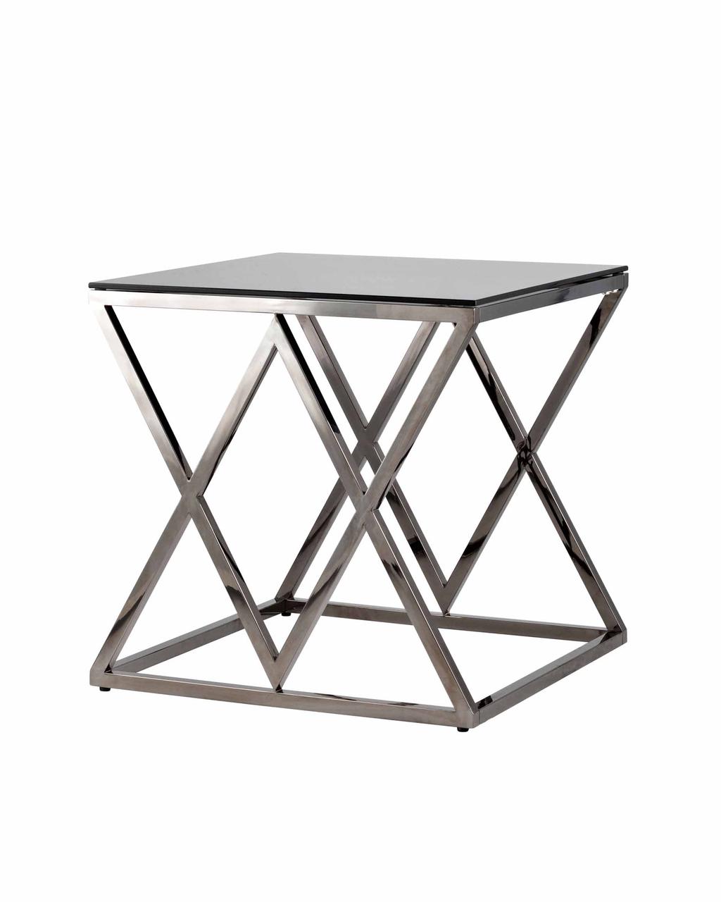 Журнальный стол Stool Group ИНСИГНИЯ 55*55 нержавеющая сталь темный хром стекло smoke