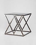 Журнальный стол Stool Group ИНСИГНИЯ 55*55 нержавеющая сталь темный хром стекло smoke, фото 2