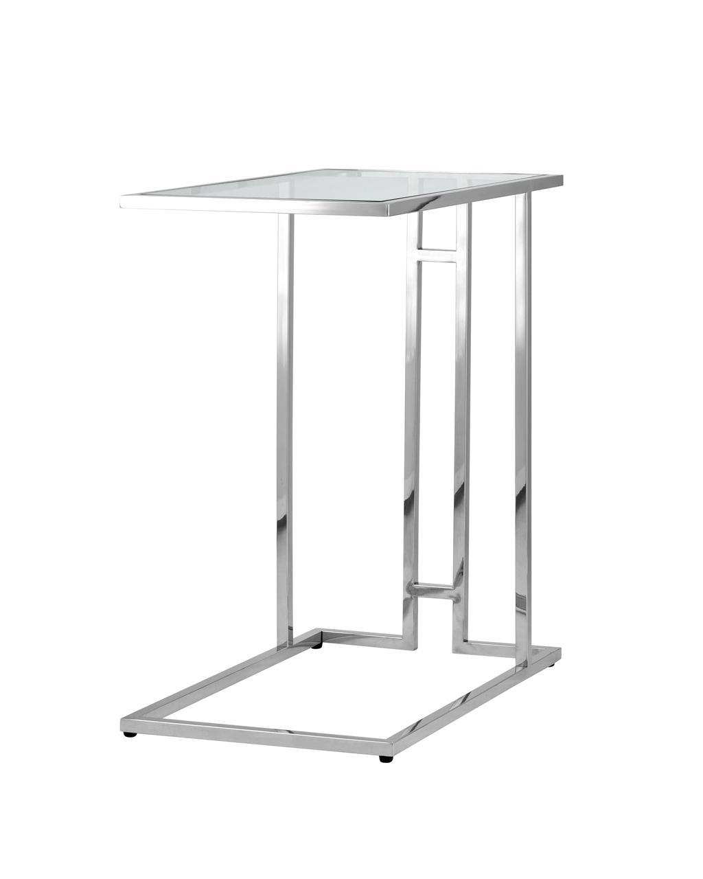 Журнальный стол Stool Group Бостон 50*32 каркас из нержавеющей стали серебро стекло прозрачное