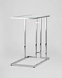Журнальный стол Stool Group Бостон 50*32 каркас из нержавеющей стали серебро стекло прозрачное, фото 2