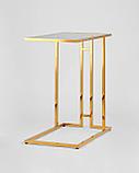Журнальный стол Stool Group Бостон 50*32 каркас из нержавеющей стали золото стекло smoke, фото 2