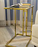 Журнальный стол Stool Group Бостон 50*32 каркас из нержавеющей стали золото стекло smoke, фото 4