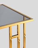 Журнальный стол Stool Group Бостон 50*32 каркас из нержавеющей стали золото стекло smoke, фото 6