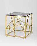 Журнальный стол Stool Group 55*55 АРТ ДЕКО золото стекло smoke, каркас нержавеющая сталь, фото 2