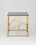 Журнальный стол Stool Group 55*55 АРТ ДЕКО золото стекло smoke, каркас нержавеющая сталь, фото 3