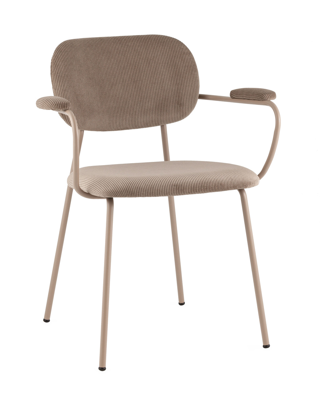 Стул Stool Group Кэрол коричневый с подлокотниками обивка вельвет бежевые ножки из металла