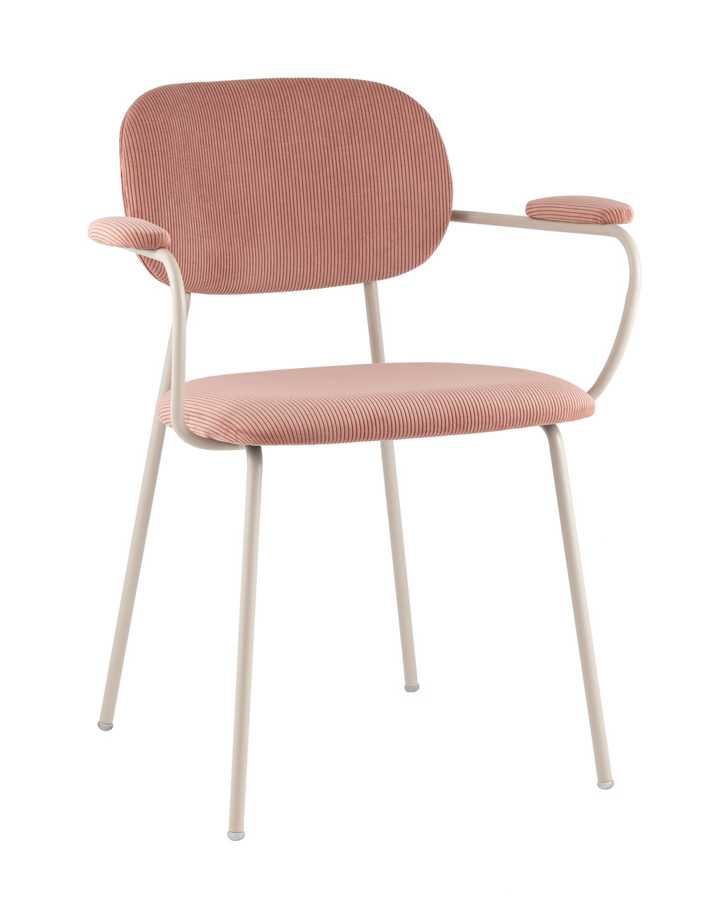 Стул Stool Group Кэрол пыльно-розовый с подлокотниками обивка вельвет серые ножки из металла