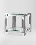 Журнальный стол Stool Group 55*55 ГЭТСБИ серебро, профиль каркаса сталь, материал столешницы стекло, фото 2