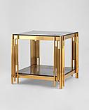 Журнальный стол Stool Group 55*55 ГЭТСБИ сталь золото стекло smoke, фото 2