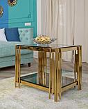 Журнальный стол Stool Group 55*55 ГЭТСБИ сталь золото стекло smoke, фото 3