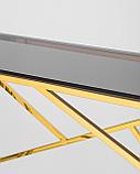 Консоль Stool Group Арт Деко 115*30, стальной каркас золотого цвета, столешница стеклянная, фото 7