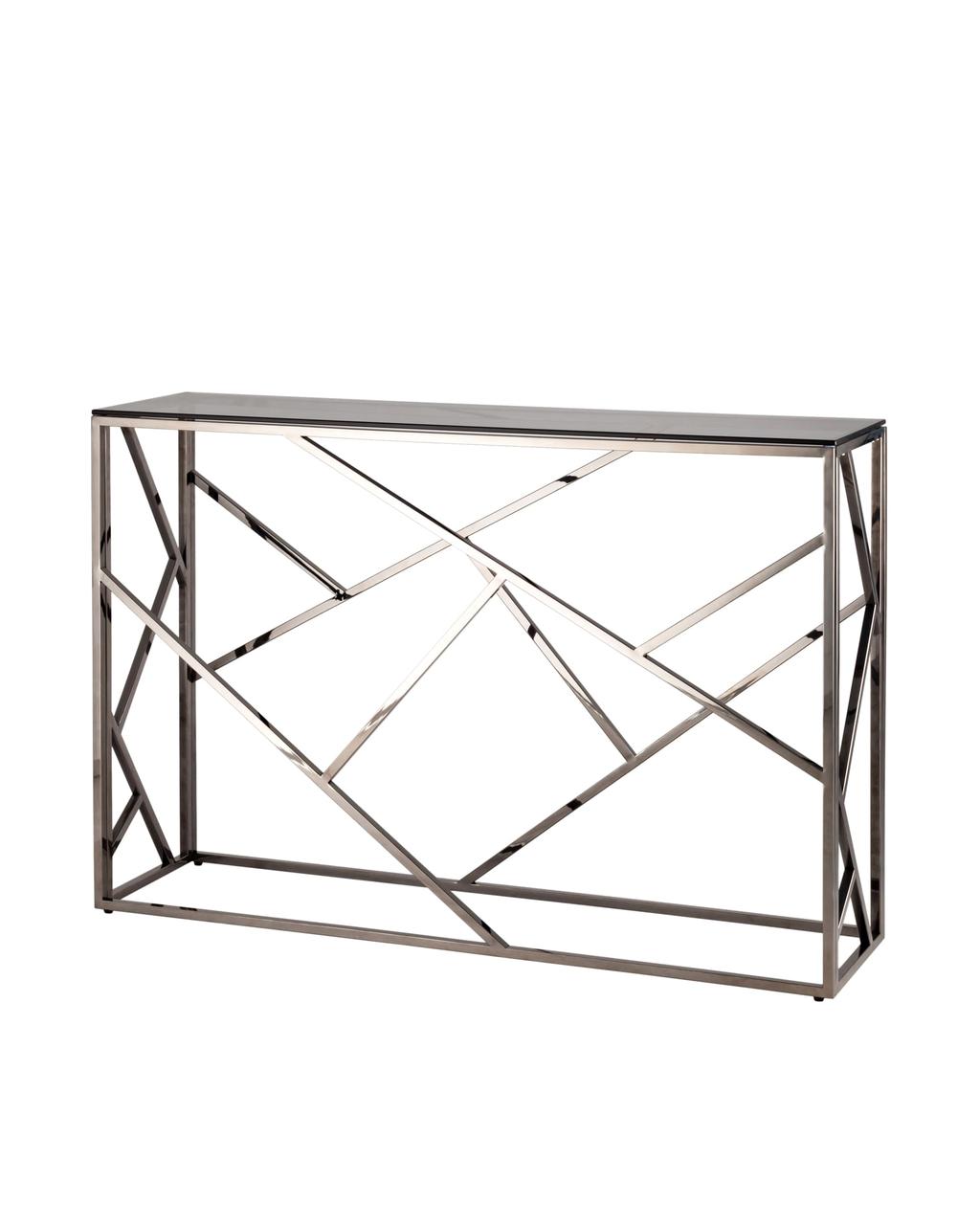 Консоль Stool Group АРТ ДЕКО 115*30 темный хром стекло smoke нержавеющая сталь