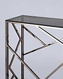 Консоль Stool Group АРТ ДЕКО 115*30 темный хром стекло smoke нержавеющая сталь, фото 6