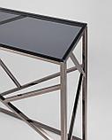 Консоль Stool Group АРТ ДЕКО 115*30 темный хром стекло smoke нержавеющая сталь, фото 7