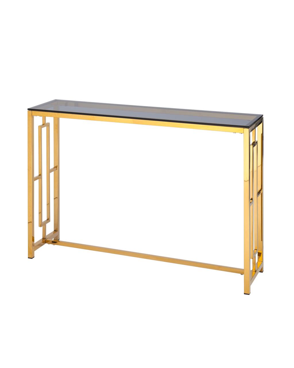 Консоль Stool Group БРУКЛИН 115*30 золото стекло smoke, каркас нержавеющая сталь