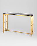 Консоль Stool Group БРУКЛИН 115*30 золото стекло smoke, каркас нержавеющая сталь, фото 2