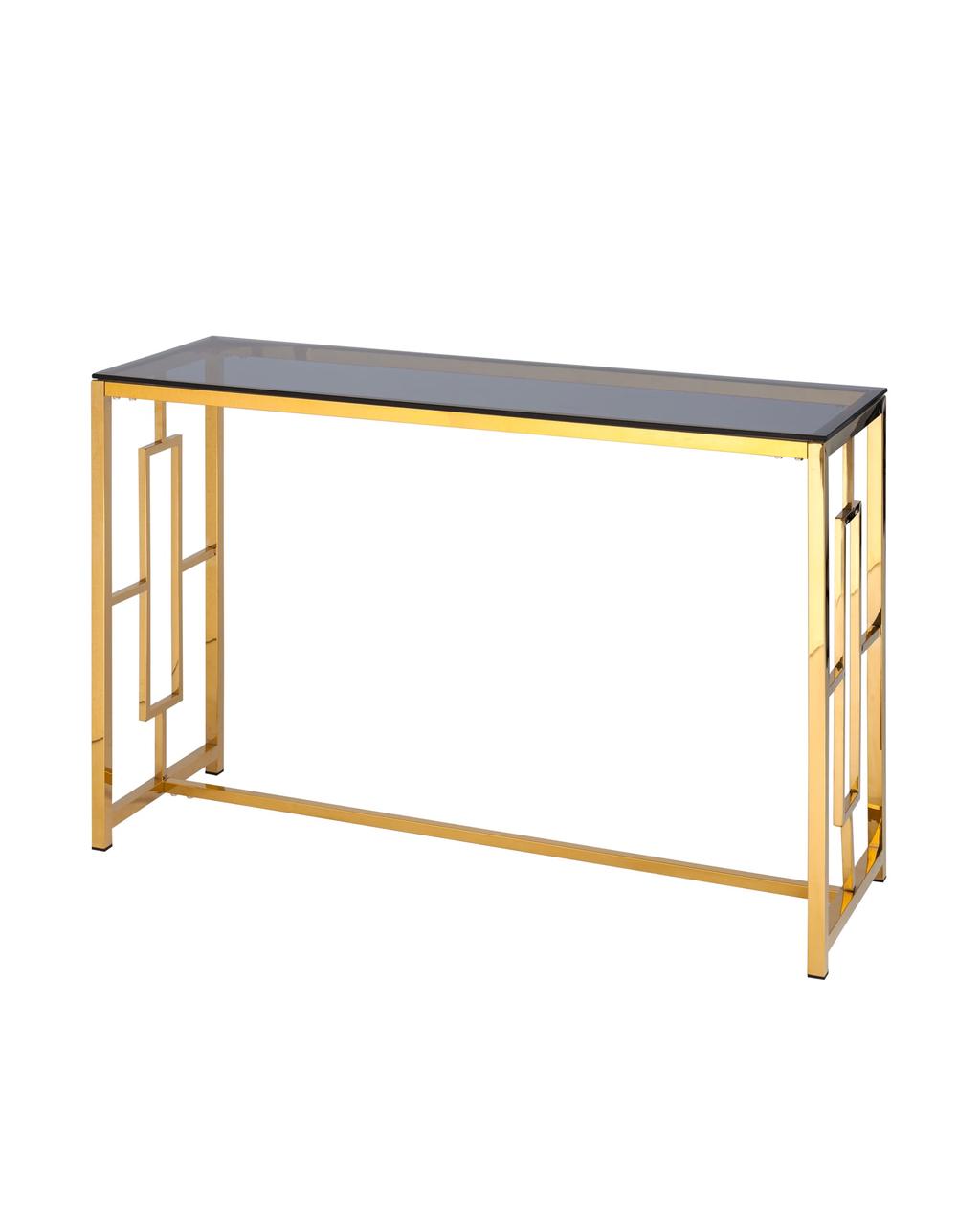 Консоль Stool Group БРУКЛИН 120*40 золото стекло smoke, каркас нержавеющая сталь