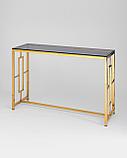 Консоль Stool Group БРУКЛИН 120*40 золото стекло smoke, каркас нержавеющая сталь, фото 2