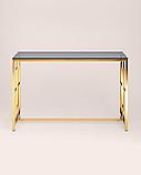 Консоль Stool Group БРУКЛИН 120*40 золото стекло smoke, каркас нержавеющая сталь, фото 3