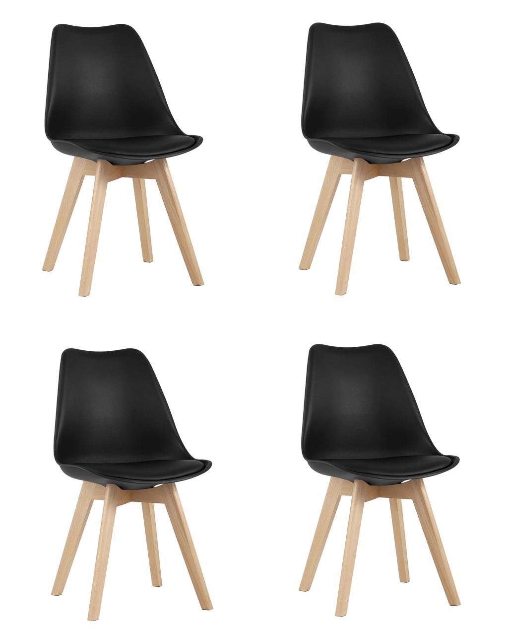 Комплект из четырех стульев Stool Group FRANKFURT NEW черный, сиденье из сочетания пластика и экокожи, ножки