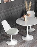 Стул Stool Group Tulip белый, ножка металлическая, сиденье и спинка из пластика, сидушка мягкая из экокожи, фото 4