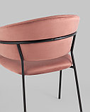 Стул Stool Group с подлокотниками Бруно велюр пыльно-розовый ножки черные металл, фото 6