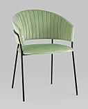 Стул Stool Group с подлокотниками Бруно велюр фисташковый ножки черные металл, фото 2