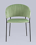Стул Stool Group с подлокотниками Бруно велюр фисташковый ножки черные металл, фото 3