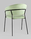 Стул Stool Group с подлокотниками Бруно велюр фисташковый ножки черные металл, фото 6