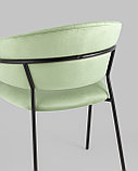 Стул Stool Group с подлокотниками Бруно велюр фисташковый ножки черные металл, фото 7