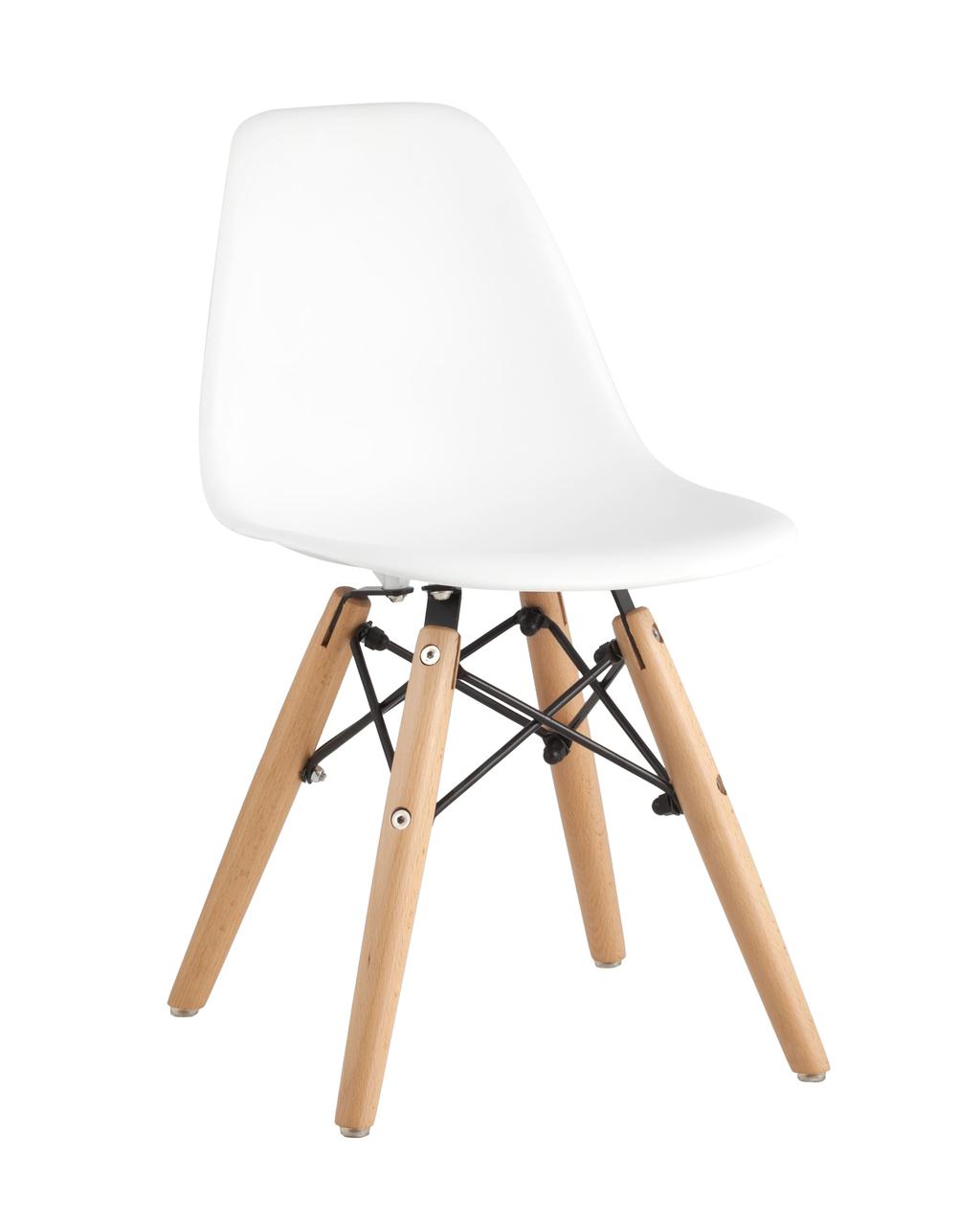 Стул Stool Group DSW детский белый, полипропилен, сталь, натуральный массив бука