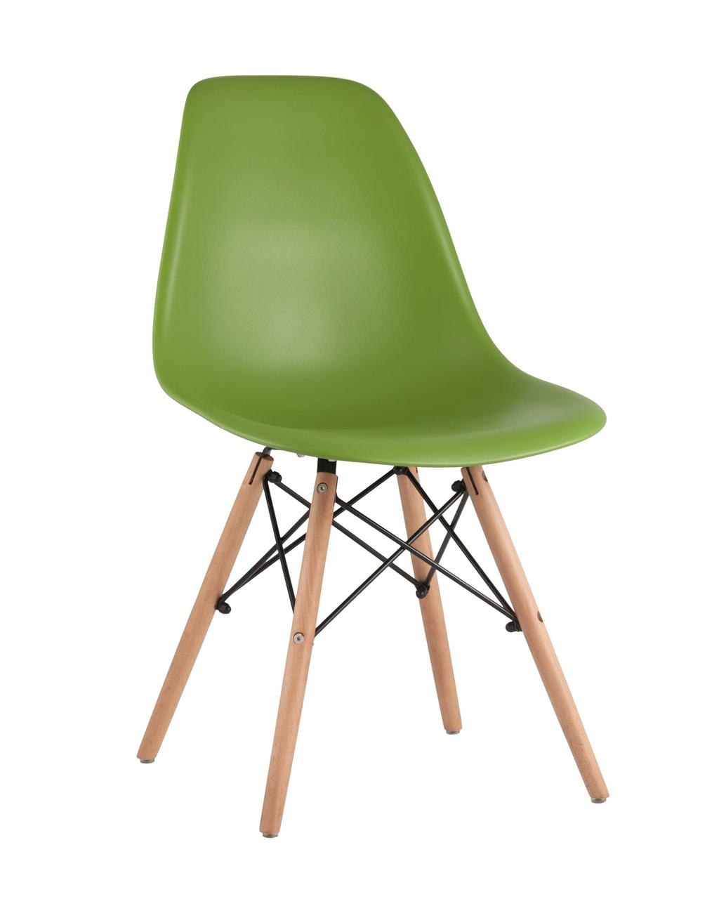 Стул Stool Group DSW зеленый, литой полипропилен, стальной каркас, массив бука